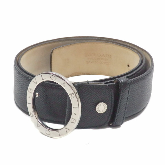 Bvlgari Belt Mens BVLGARI Belt Black Silver Leather Men display picture 1